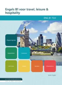Omslag van de digitale licentie van het leerwerkboek voor 'Mbo: Travel, Leisure & Hospitality' met de titel 'E-Licentie: Engels B1-niveau voor travel, leisure & hospitality'