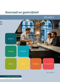 Omslag van het leerwerkboek voor 'Mbo: Keuken' met de titel 'Voorraad en gastvrijheid'