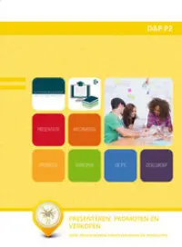 Omslag van de digitale licentie van het leerwerkboek 'Vmbo: Dienstverlening & producten' met de titel 'Licentie: Presenteren, promoten en verkopen'