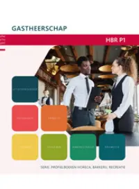 Omslag van het leerwerkboek voor 'Vmbo: Horeca, bakkerij en recreatie' met de titel 'Gastheerschap'