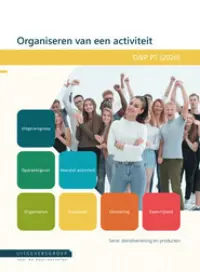 Omslag van de digitale licentie van het leerwerkboek voor 'Vmbo: Dienstverlening & producten' met de titel 'E-Licentie: Organiseren van een activiteit'