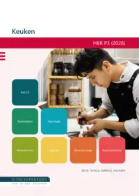 Omslag van het leerwerkboek voor 'Vmbo: Horeca, bakkerij en recreatie' met de titel 'Keuken'