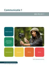 Omslag van het leerwerkboek voor 'Mbo: Business services' met de titel 'Marketing & Communication Specialist: Communicatie 1'