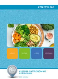 Omslag van het leerwerkboek voor 'Mbo: Keuzedelen' met de titel 'Kultura gastronómiko i deseonan'