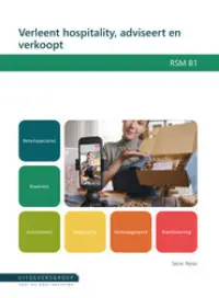 Omslag van het leerwerkboek voor 'Mbo: Retail' met de titel 'Verleent hospitality, adviseert en verkoopt'