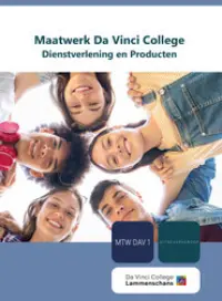 Omslag van het leerwerkboek voor 'Maatwerk' met de titel 'Maatwerk Da Vinci College: Dienstverlening en producten'