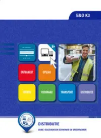Omslag van het leerwerkboek voor 'Vmbo: Economie & ondernemen' met de titel 'Distributie'
