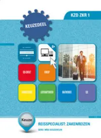 Omslag van de digitale licentie van het leerwerkboek 'Mbo: Keuzedelen' met de titel 'E-Licentie: Keuzedeel - Reisspecialist: zakenreizen'