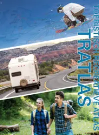 Omslag van het leerwerkboek voor 'Mbo: Travel, Leisure & Hospitality' met de titel 'Tratlas: Nederland, Europa en de Werelddelen'
