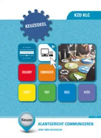 Omslag van het leerwerkboek voor 'Mbo: Keuzedelen' met de titel 'Keuzedeel - Klantgericht communiceren'