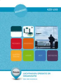 Omslag van het leerwerkboek voor 'Mbo: Keuzedelen' met de titel 'Keuzedeel - Luchthaven operatie en organisatie'