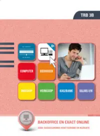 Omslag van het leerwerkboek voor 'Mbo: Travel, Leisure & Hospitality' met de titel 'Backoffice en exact online'