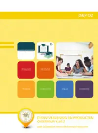 Omslag van het leerwerkboek voor 'Vmbo: Dienstverlening & producten' met de titel 'Dienstverlening en producten, onderbouw klas 1'