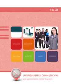 Omslag van het leerwerkboek voor 'Mbo: Travel, Leisure & Hospitality' met de titel 'Leidinggeven en communicatie'