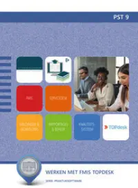 Omslag van de digitale licentie van het leerwerkboek 'Mbo: Facilitair leidinggeven' met de titel 'E-Licentie: Praktijksoftware FMIS: TOPdesk'