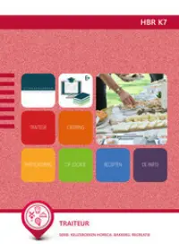 Omslag van de digitale licentie van het leerwerkboek 'Vmbo: Horeca, bakkerij en recreatie' met de titel 'E-Licentie: Traiteur'