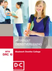 Omslag van het leerwerkboek voor 'Maatwerk' met de titel 'Maatwerk Drenthe College: Assistent dienstverlening'