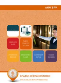 Omslag van het leerwerkboek voor 'Mbo: Travel, Leisure & Hospitality' met de titel 'Allround Hospitality Medewerker (BPV/BSP-opdrachtenboek)'