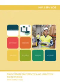 Omslag van het leerwerkboek voor 'Mbo: Niveau 2 breed' met de titel 'Mijn stagecompetenties als logistiek medewerker'