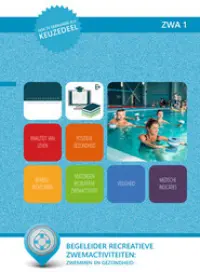 Omslag van het leerwerkboek voor 'Mbo: Sport en bewegen' met de titel 'Zwemmen en gezondheid'