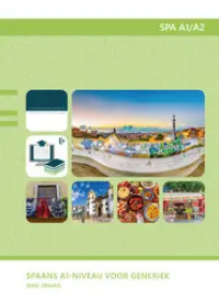 Omslag van het leerwerkboek voor 'Generieke vakken' met de titel 'Spaans A1/A2-niveau voor generiek'
