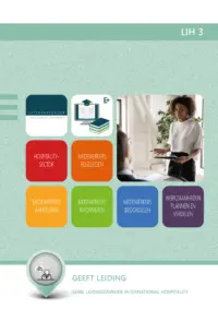 Omslag van het leerwerkboek voor 'Mbo: Travel, Leisure & Hospitality' met de titel 'Leidinggevende International Hospitality: Geeft leiding'