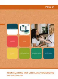 Omslag van het leerwerkboek voor 'Vmbo: Zorg & Welzijn' met de titel 'Kennismaking met uiterlijke verzorging'