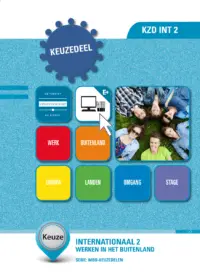 Omslag van het leerwerkboek voor 'Mbo: Keuzedelen' met de titel 'Keuzedeel - Werken in het buitenland'