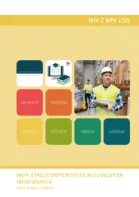 Omslag van het leerwerkboek voor 'Mbo: Niveau 2 breed' met de titel 'Mijn stagecompetenties als logistiek medewerker'