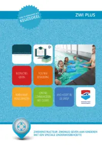 Omslag van het leerwerkboek voor 'Mbo: Sport en bewegen' met de titel 'Zwemles geven aan kinderen met een speciale onderwijsbehoefte'