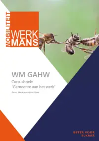 Omslag van het leerwerkboek met de titel 'Cursusboek: Gemeente &#039;Aan het werk&#039;'