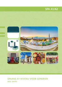 Omslag van het leerwerkboek voor 'Generieke vakken' met de titel 'Spaans A1/A2-niveau voor generiek'