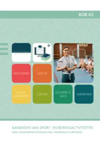 Omslag van het leerwerkboek voor 'Mbo: Pedagogisch werk' met de titel 'Aanbieden van sport- en beweegactiviteiten'