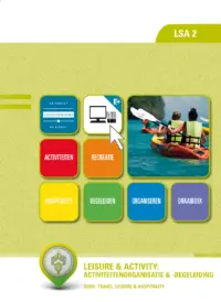 Omslag van het leerwerkboek voor 'Mbo: Travel, Leisure & Hospitality' met de titel 'Leisure & Activity: Activiteitenorganisatie & -begeleiding'
