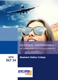 Omslag van het leerwerkboek voor 'Maatwerk' met de titel 'Maatwerk Deltion College: Keuzedeel Internationaal 1: het overbruggen van culturele diversiteit'