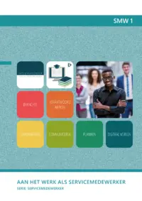 Omslag van het leerwerkboek voor 'Mbo: Niveau 2 breed' met de titel 'Aan het werk als servicemedewerker'