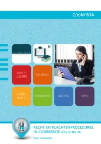 Omslag van het leerwerkboek met de titel 'Recht en klachtenprocedures in commercie (niveau 3/4 , ESS-gericht)'
