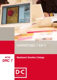 Omslag van het leerwerkboek met de titel 'Maatwerk Drenthe College, Marketing I en II'