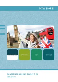 Omslag van het leerwerkboek met de titel 'Examentraining Engels B1'