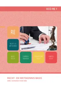 Omslag van het leerwerkboek voor 'Mbo: Economie' met de titel 'Recht- en wetskennis basis'
