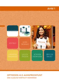 Omslag van de digitale licentie van het leerwerkboek voor 'Mbo: Travel, Leisure & Hospitality' met de titel 'E-Licentie: Allround Hospitality Medewerker: Optreden als aanspreekpunt'