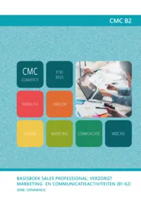 Omslag van het leerwerkboek voor 'Mbo: Commercie' met de titel 'Verzorgt marketing- en communicatieactiviteiten (B1-K2)'