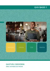Omslag van het leerwerkboek voor 'Mbo: Bediening' met de titel 'Gastvrij serveren'