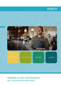 Omslag van het leerwerkboek voor 'Mbo: Ondernemer horeca bakkerij' met de titel 'Werken in het restaurant'