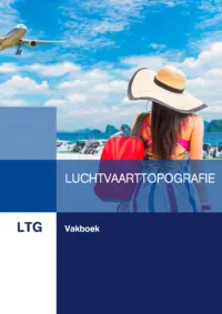 Omslag van het leerwerkboek voor 'Mbo: Dienstverlening in de luchtvaart' met de titel 'Vakboek luchtvaarttopografie'