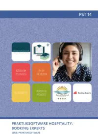 Omslag van de digitale licentie van het leerwerkboek voor 'Mbo: Travel, Leisure & Hospitality' met de titel 'E-Licentie: Praktijksoftware hospitality: Booking Experts'
