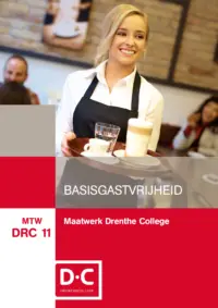 Omslag van het leerwerkboek voor 'Maatwerk' met de titel 'Maatwerk Drenthe College: Basisgastvrijheid'