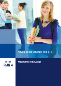 Omslag van het leerwerkboek voor 'Maatwerk' met de titel 'Maatwerk Rijn IJssel: Ondersteunen bij ADL'