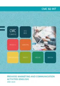 Omslag van het leerwerkboek voor 'Mbo: Commercie' met de titel 'Provides marketing and communication activities'