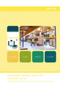 Omslag van het leerwerkboek voor 'Mbo: Logistiek' met de titel 'Ontvangst, Opslag, Kwaliteit, Veiligheid'